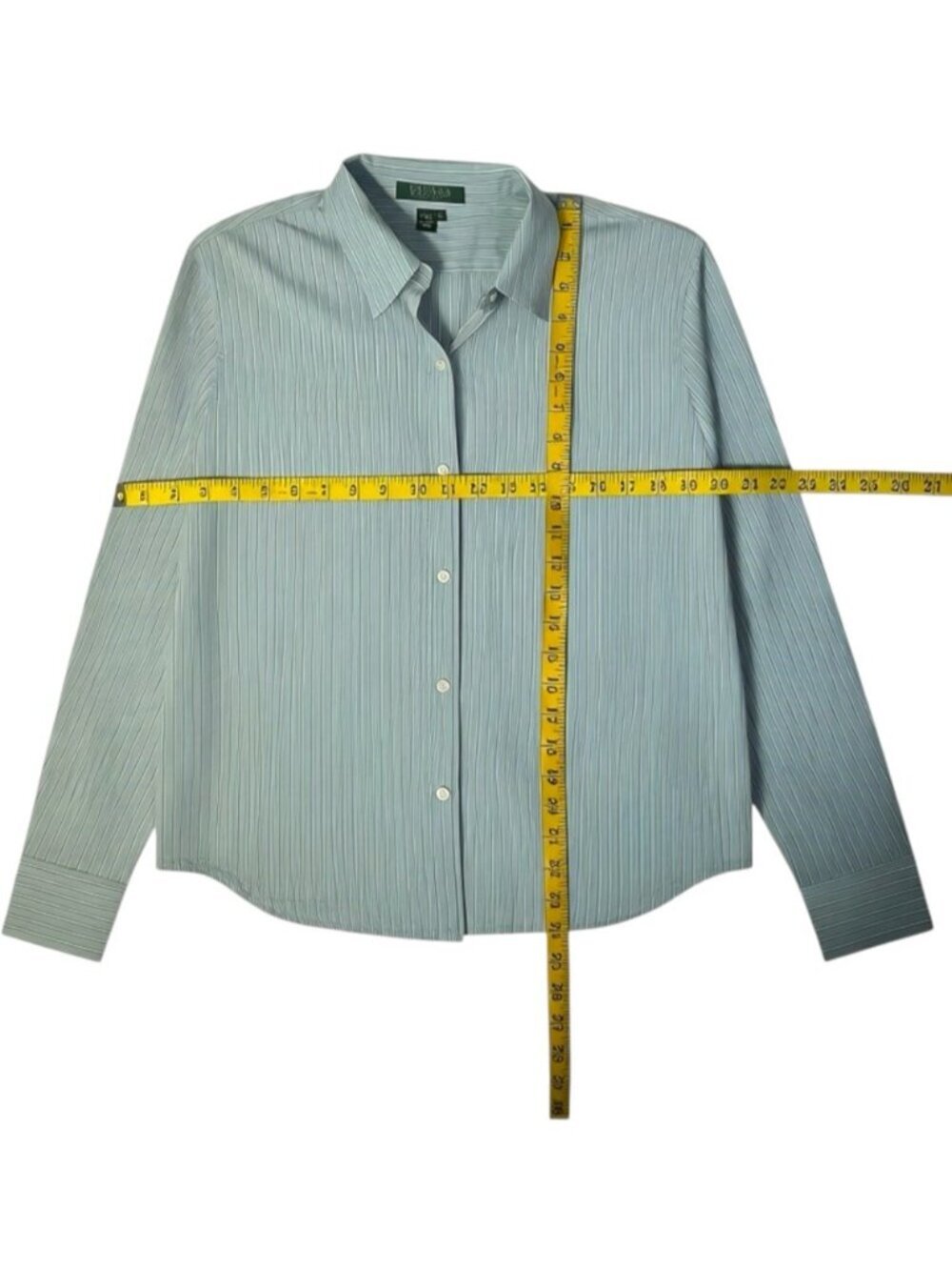 Lauren Ralph Lauren 100% Cotton Oxford Shirt long sleeve stripe Light Green P/L - Picture 4 of 11